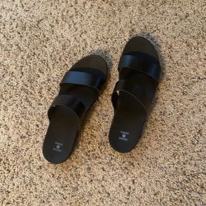 Black slide sandals